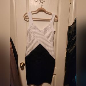 Calvin Klein Black and White Midi Dress